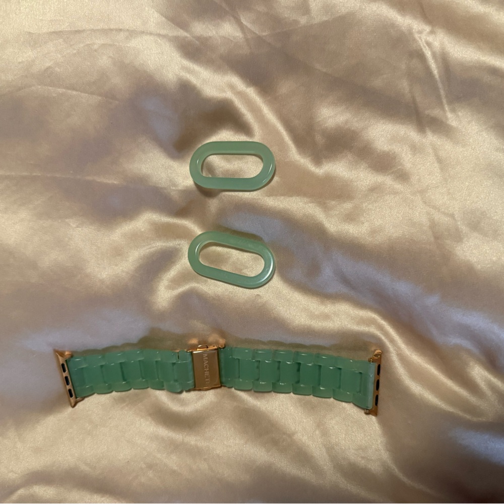 Machete Seaglass Watch Band with Gold Accents plus hoop charms